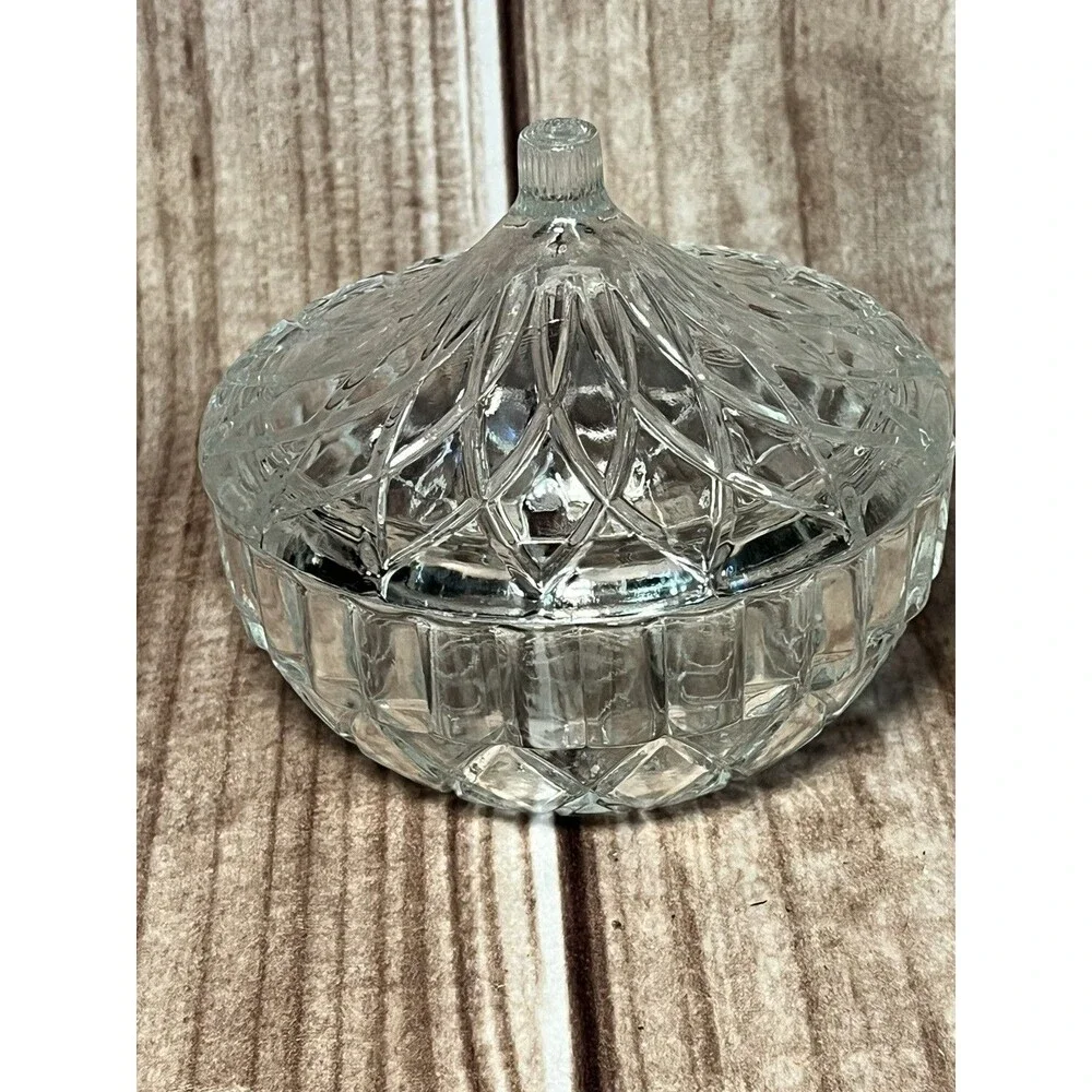 Vintage Clear Glass KIG Indonesia Lidded Candy Dish